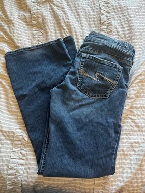 Silver Jeans Dark Blue Bootcut Jeans with Embroidered Back Pocket